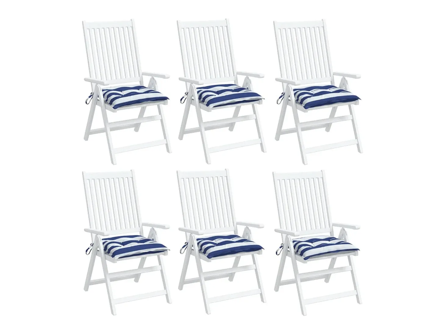 Cojines de silla 6 unidades tela Oxford rayas azul blanco 50x50x7 cm