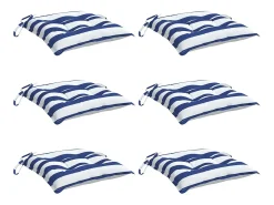 Cojines de silla 6 unidades tela Oxford rayas azul blanco 50x50x7 cm