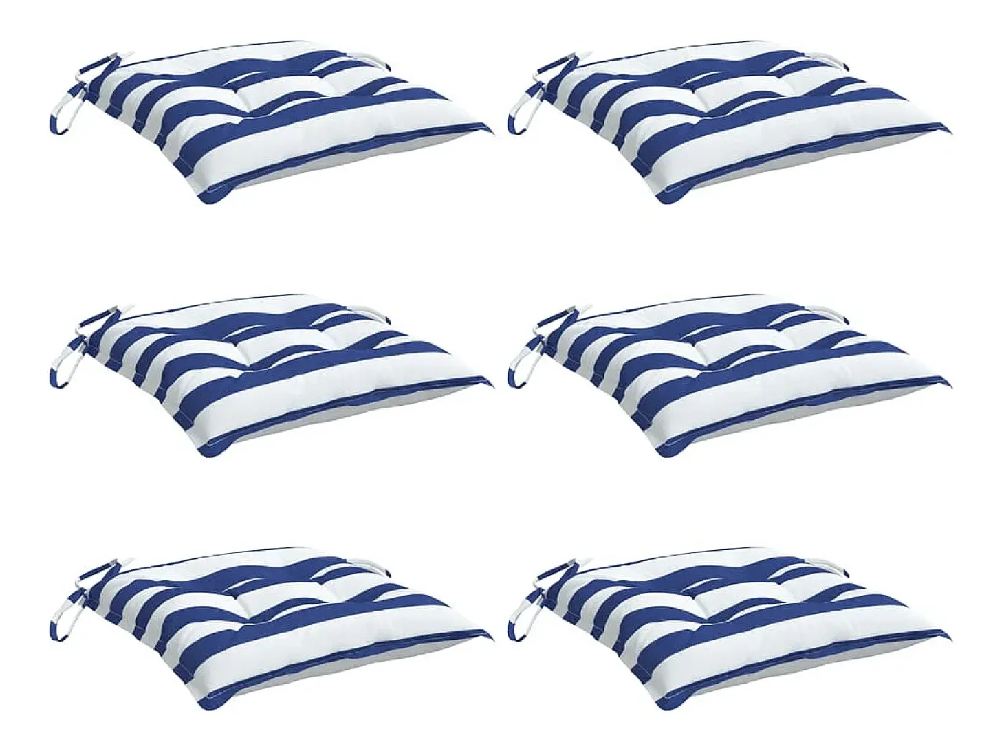 Cojines de silla 6 unidades tela Oxford rayas azul blanco 50x50x7 cm