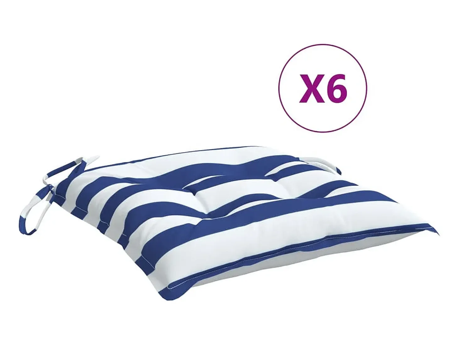 Cojines de silla 6 unidades tela Oxford rayas azul blanco 50x50x7 cm