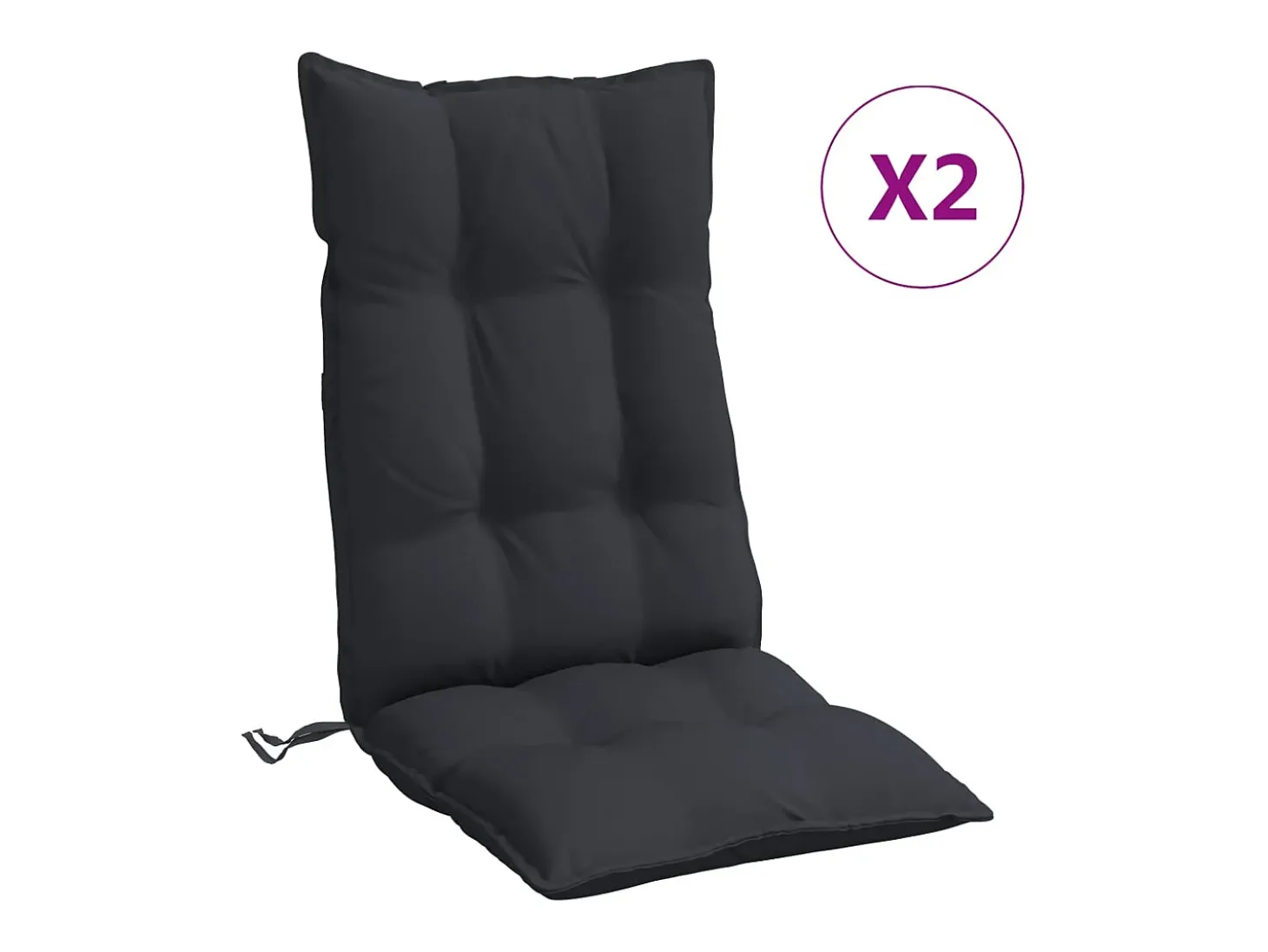 Cojines de silla con respaldo alto 2 unidades tela Oxford negro