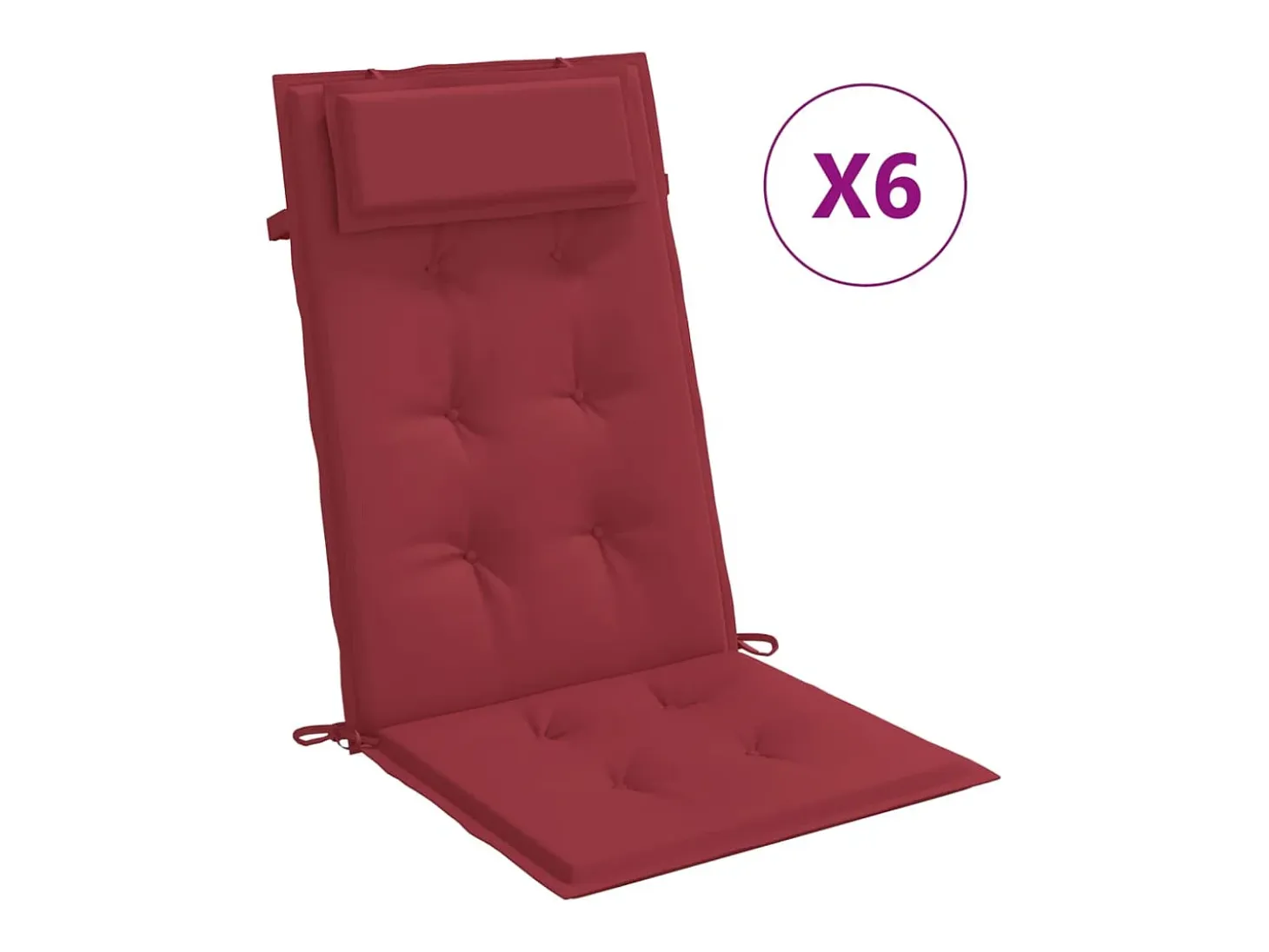 Cojines de silla con respaldo alto 6 unidades tela Oxford rojo tinto