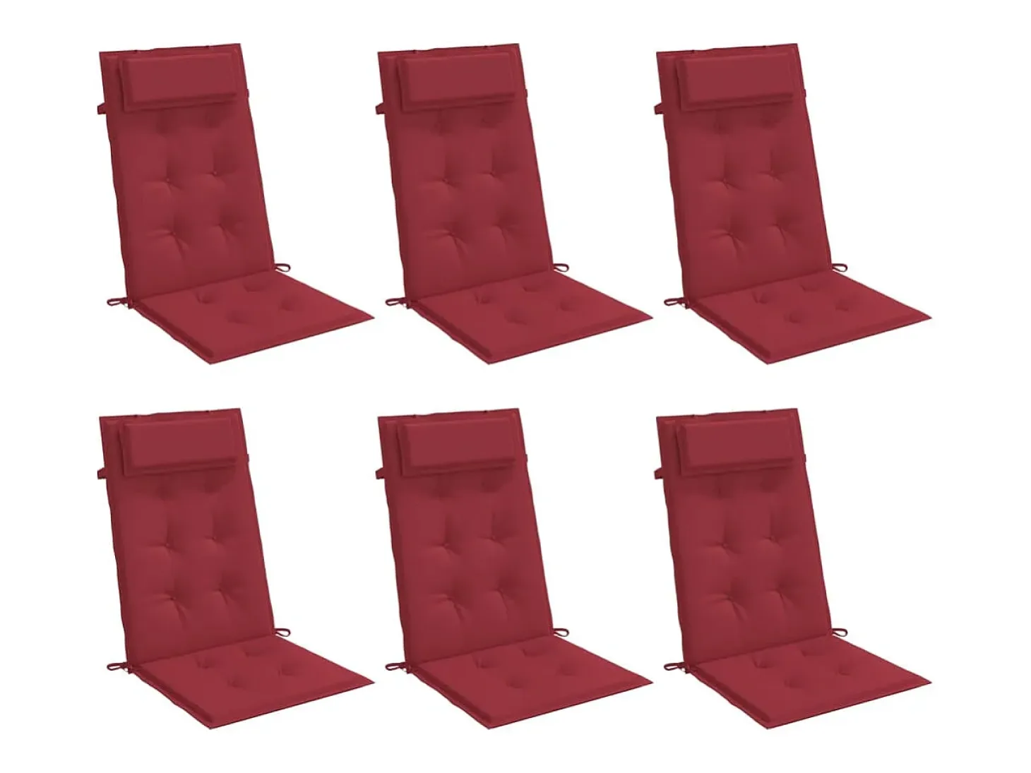 Cojines de silla con respaldo alto 6 unidades tela Oxford rojo tinto