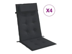Cojines de silla con respaldo alto 4 unidades tela Oxford negro
