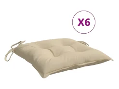 Cojines de silla de jardín 6 unidades tela Oxford beige 40x40x7 cm