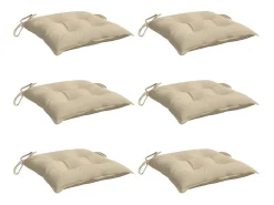 Cojines de silla de jardín 6 unidades tela Oxford beige 40x40x7 cm