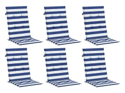 Cojines de silla de respaldo alto 6 unidades tela rayas azul&blanco