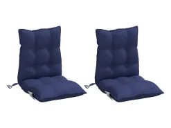 Cojines de silla de respaldo bajo 2 unidades tela azul marino