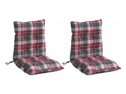 Cojines de silla de respaldo bajo 2 unidades tela de cuadros