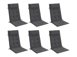 Cojines de silla respaldo alto 6 unidades tela Oxford gris antracita