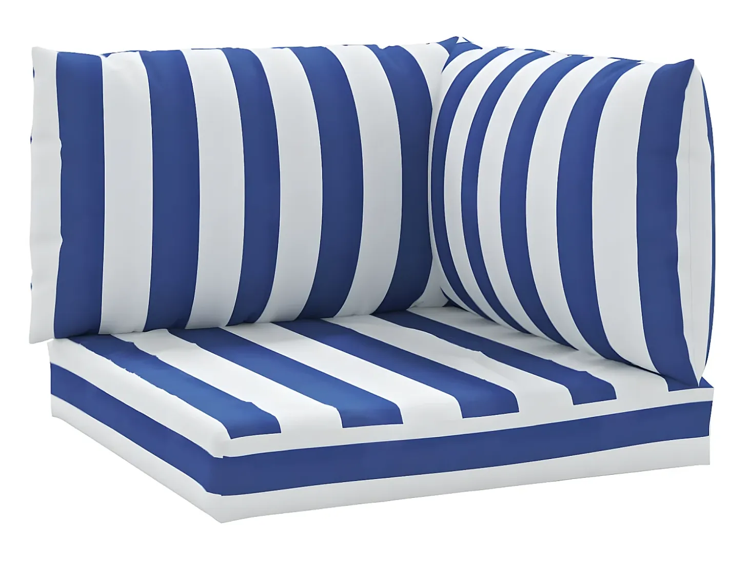 Cojines para palés 3 piezas tela Oxford azul y blanco a rayas ES847976