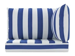 Cojines para palés 3 piezas tela Oxford azul y blanco a rayas ES847976