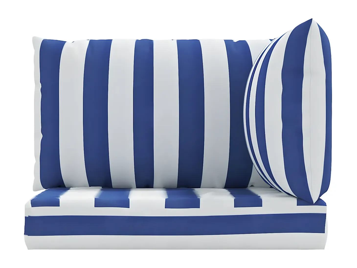 Cojines para palés 3 piezas tela Oxford azul y blanco a rayas ES847976