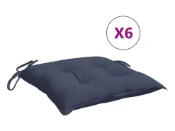 Cojines para silla 6 unidades tela Oxford azul marino 50x50x7 cm