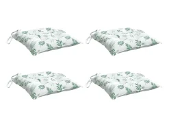 Cojines para silla 4 unidades tela estampado de hojas 40x40x7 cm