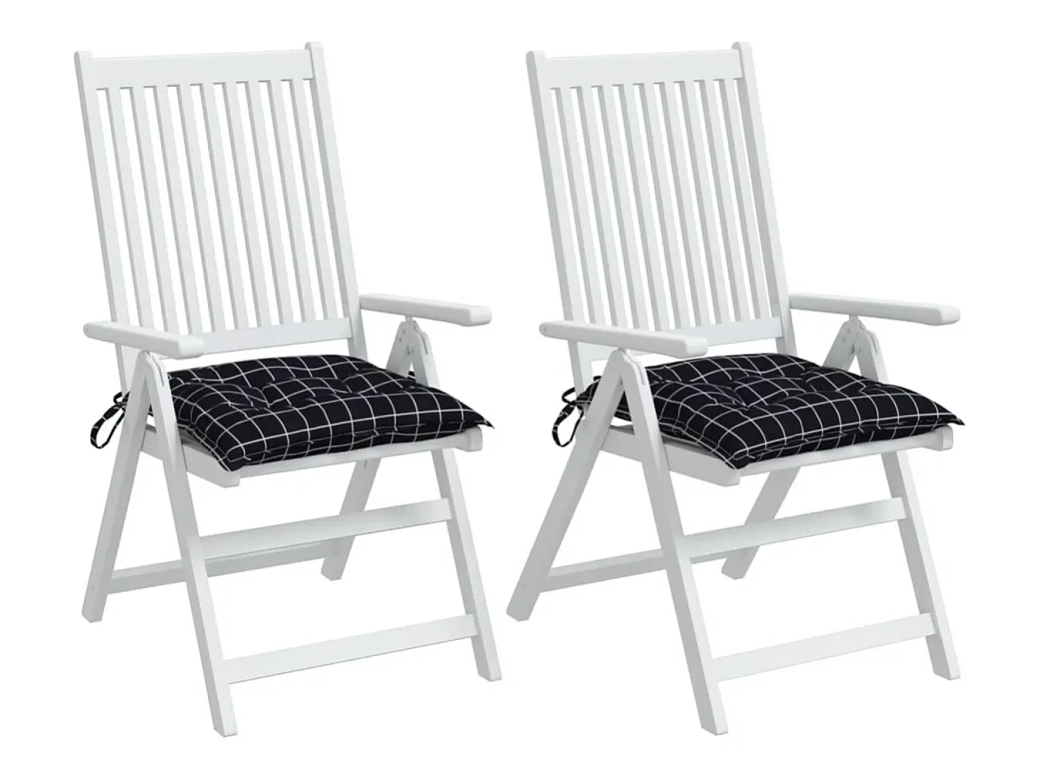 Cojines para silla 2 unidades tela a cuadros negro 40x40x7 cm