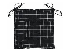 Cojines para silla 2 unidades tela a cuadros negro 40x40x7 cm