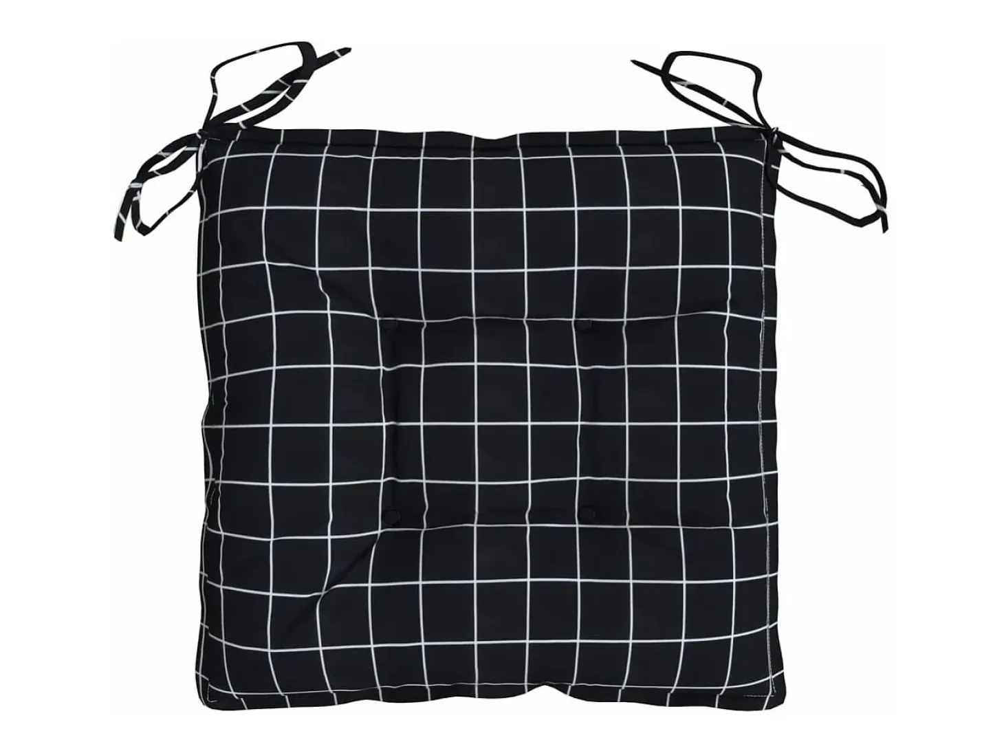 Cojines para silla 2 unidades tela a cuadros negro 40x40x7 cm