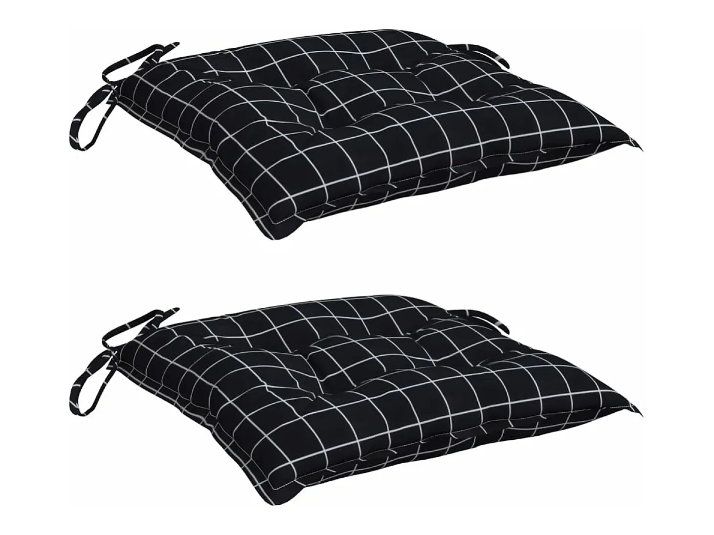 Cojines para silla 2 unidades tela a cuadros negro 40x40x7 cm