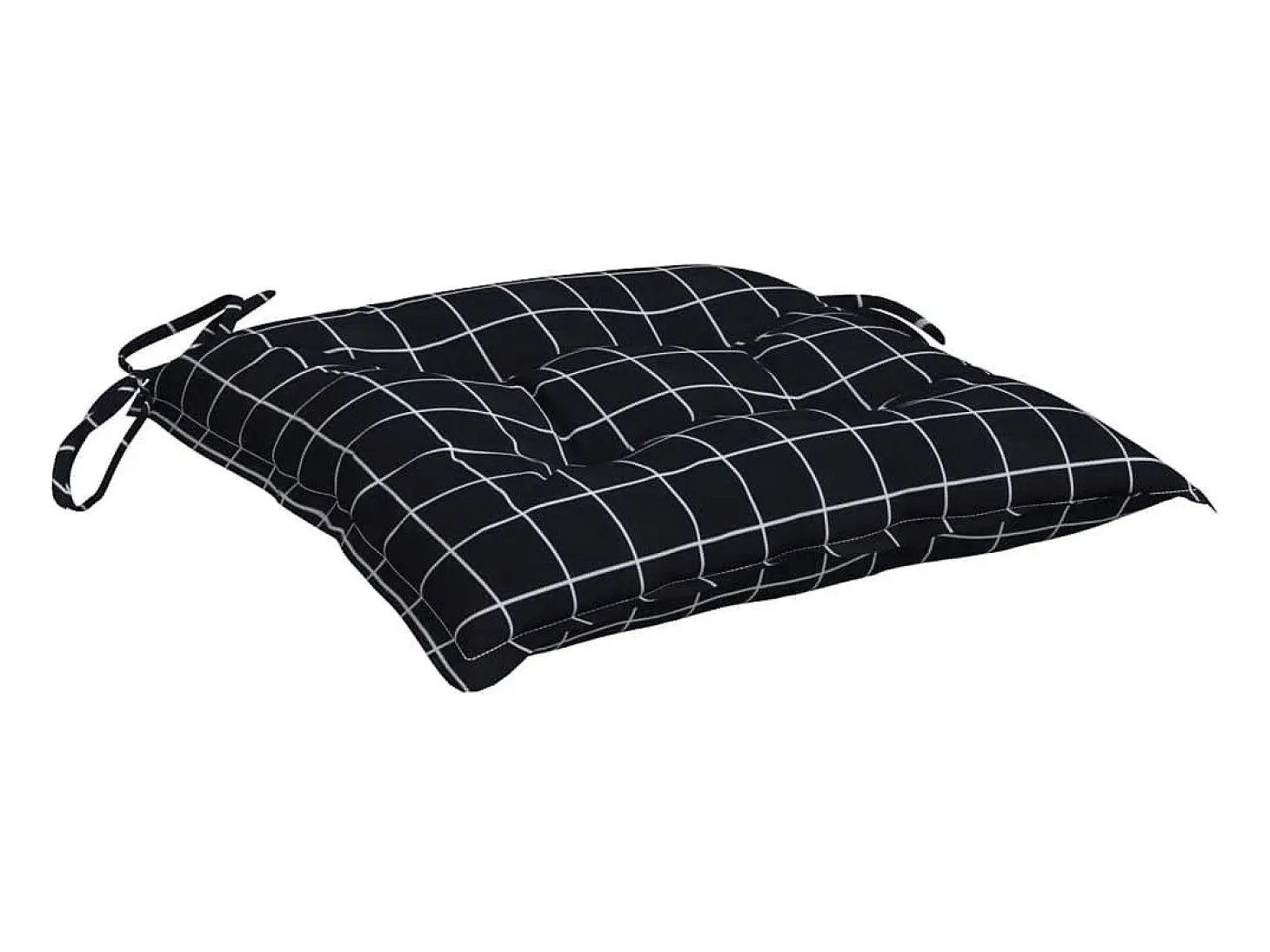 Cojines para silla 2 unidades tela a cuadros negro 40x40x7 cm