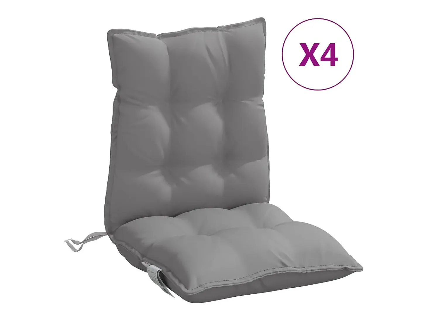 Cojines para silla con respaldo bajo 4 unidades tela Oxford gris