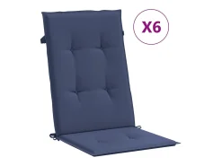 Cojines para silla con respaldo alto 6 unidades tela azul marino