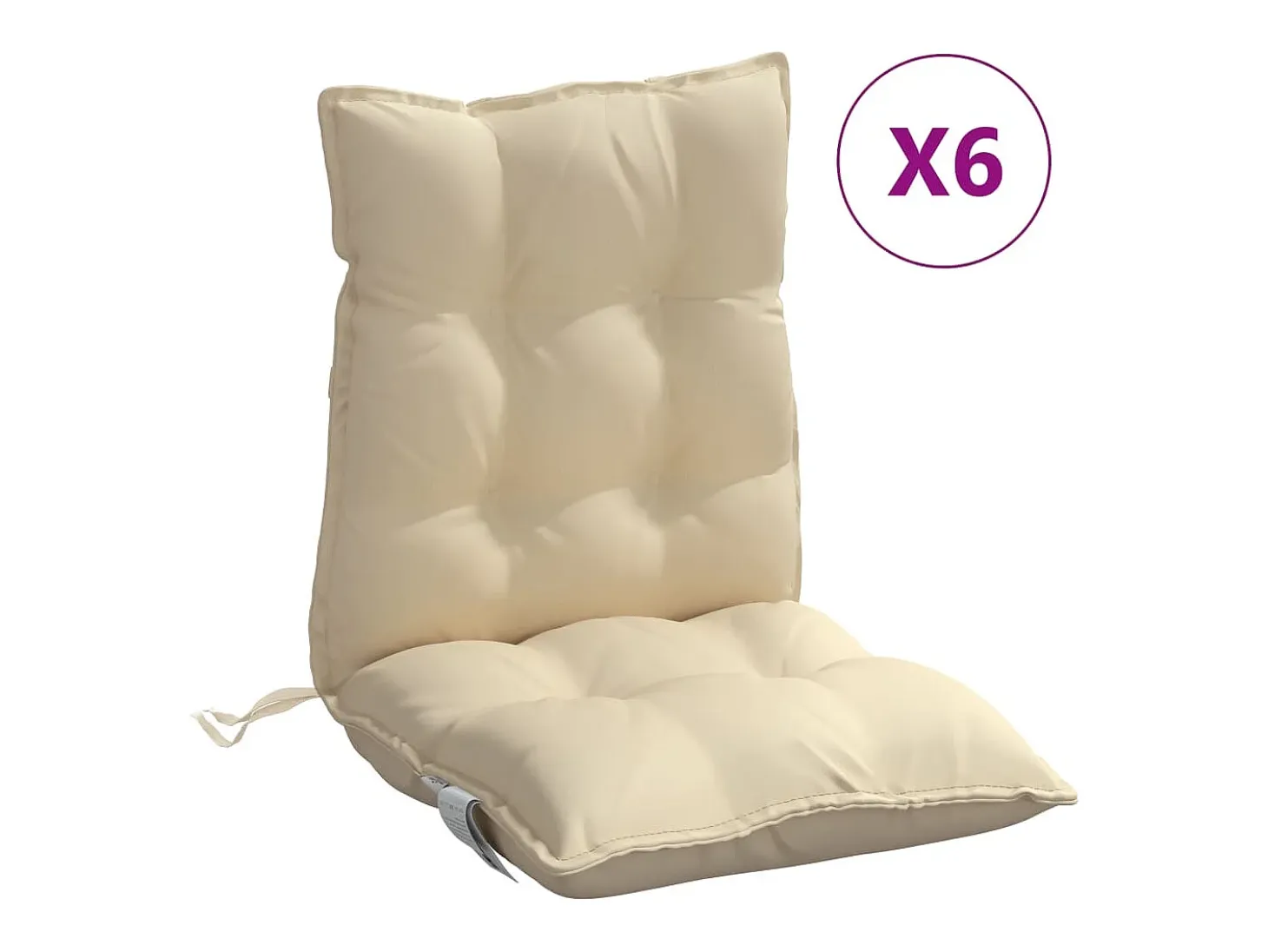 Cojines para silla con respaldo bajo 6 unidades tela Oxford beige
