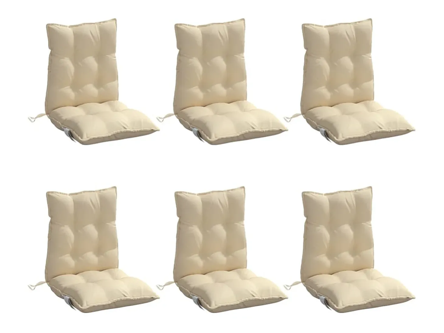 Cojines para silla con respaldo bajo 6 unidades tela Oxford beige