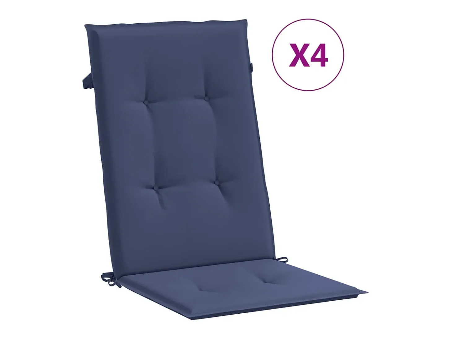 Cojines para silla con respaldo alto 4 unidades tela azul marino