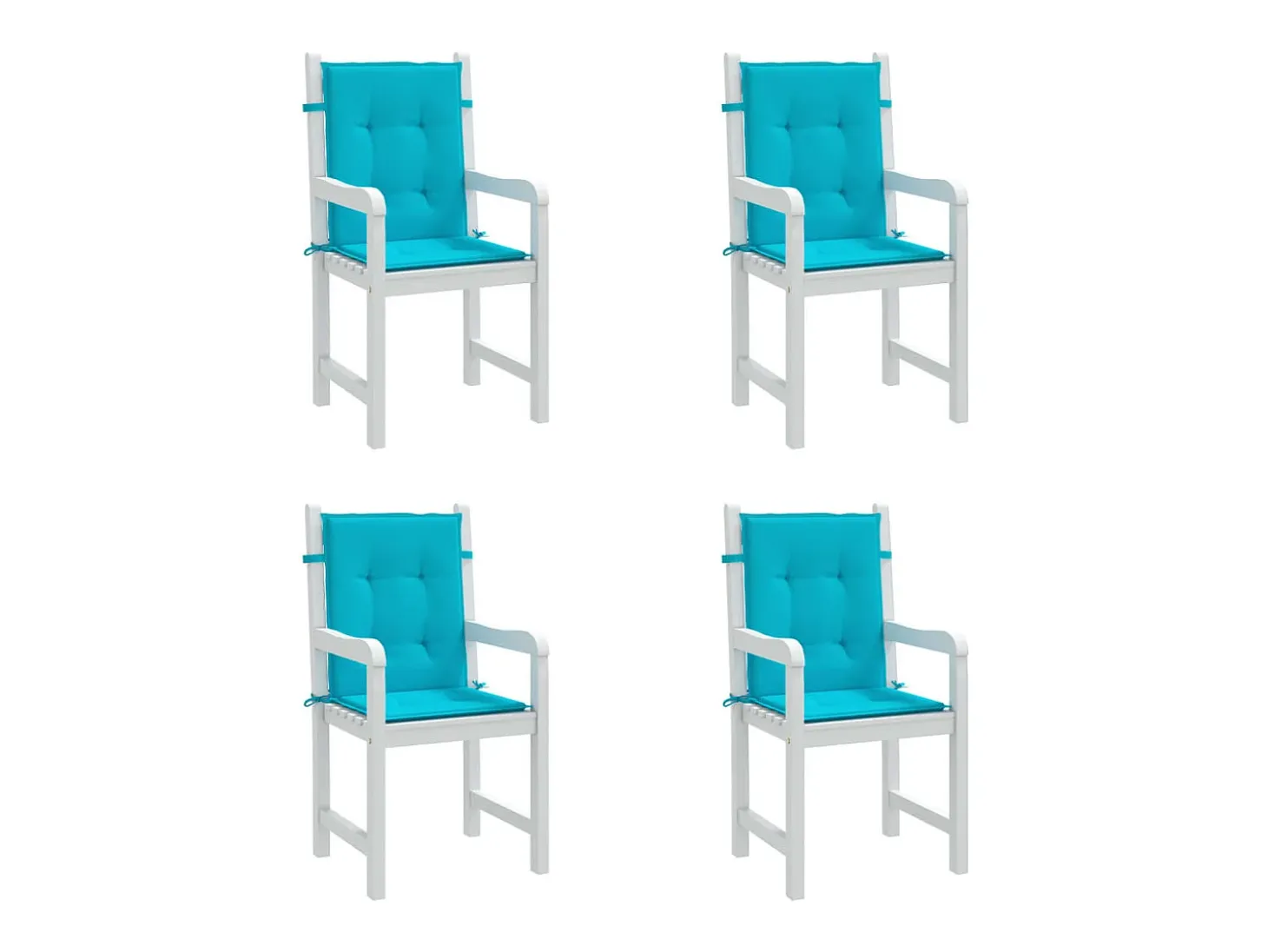 Cojines para silla con respaldo bajo 4 unidades tela turquesa