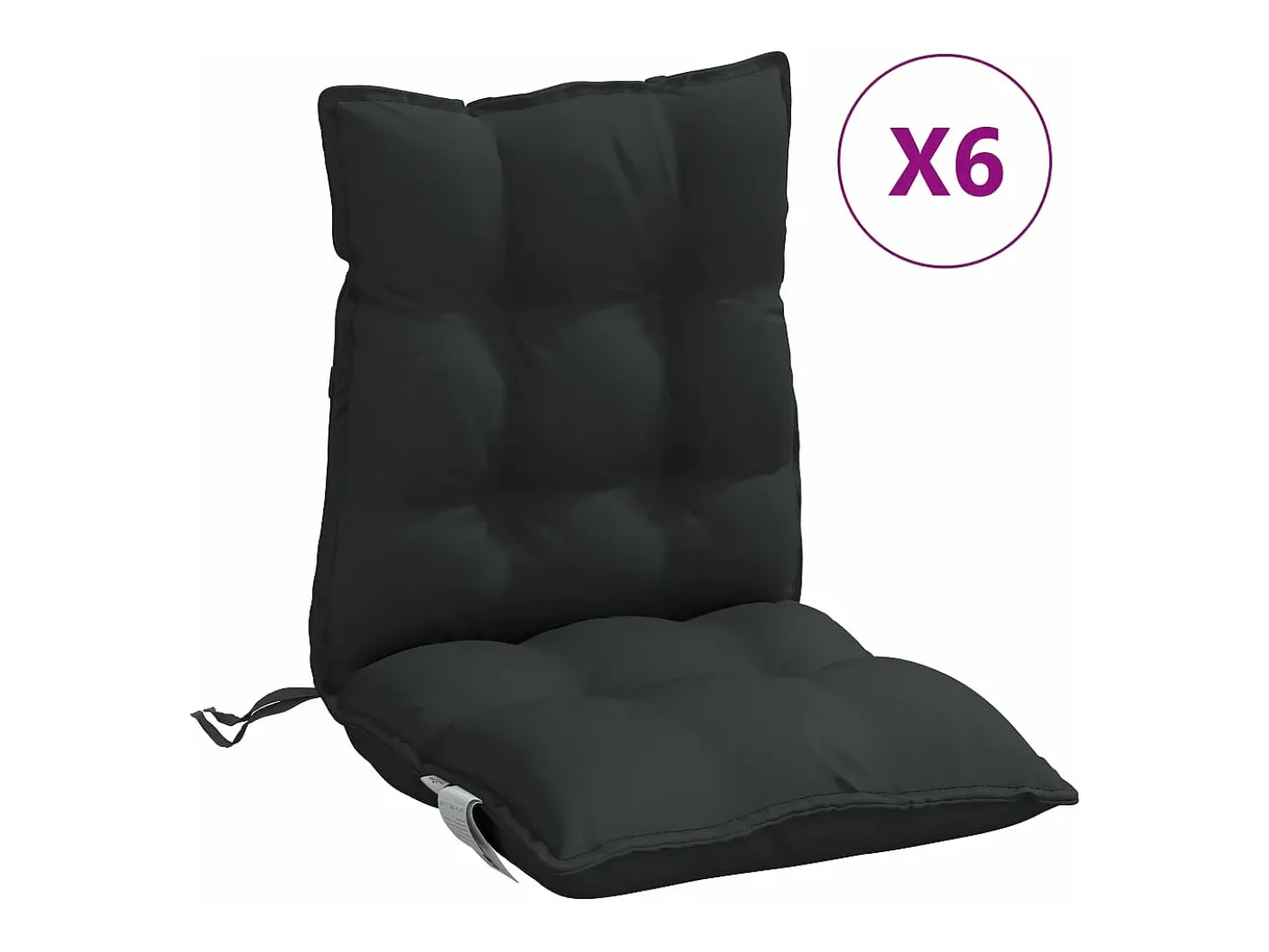 Cojines para silla con respaldo bajo 6 unidades tela Oxford negro