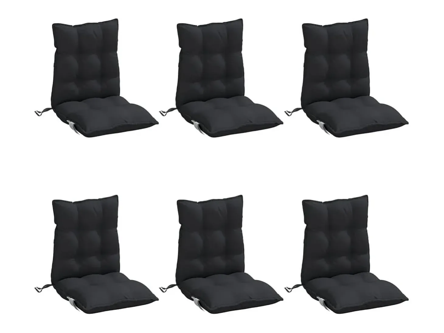 Cojines para silla con respaldo bajo 6 unidades tela Oxford negro