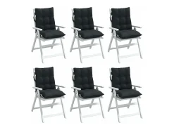Cojines para silla con respaldo bajo 6 unidades tela Oxford negro