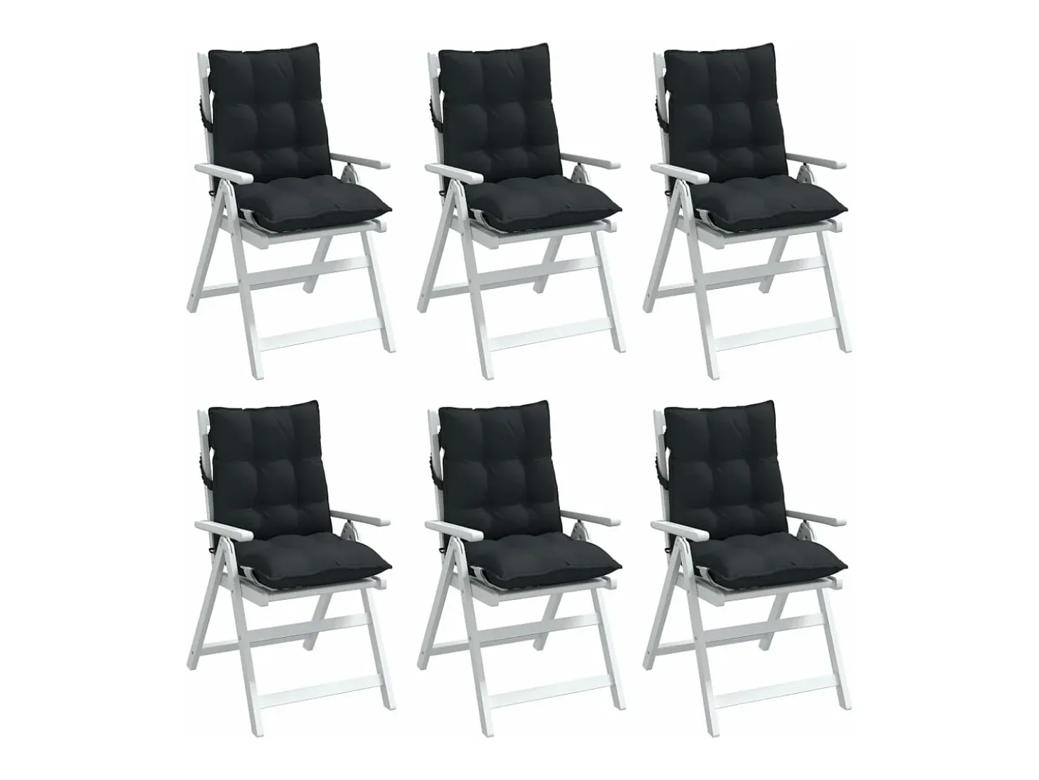 Cojines para silla con respaldo bajo 6 unidades tela Oxford negro