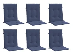 Cojines para silla con respaldo bajo 6 unidades tela azul marino