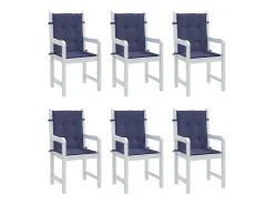Cojines para silla con respaldo bajo 6 unidades tela azul marino