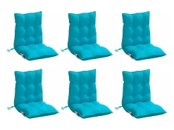 Cojines para silla con respaldo bajo 6 unidades tela Oxford turquesa