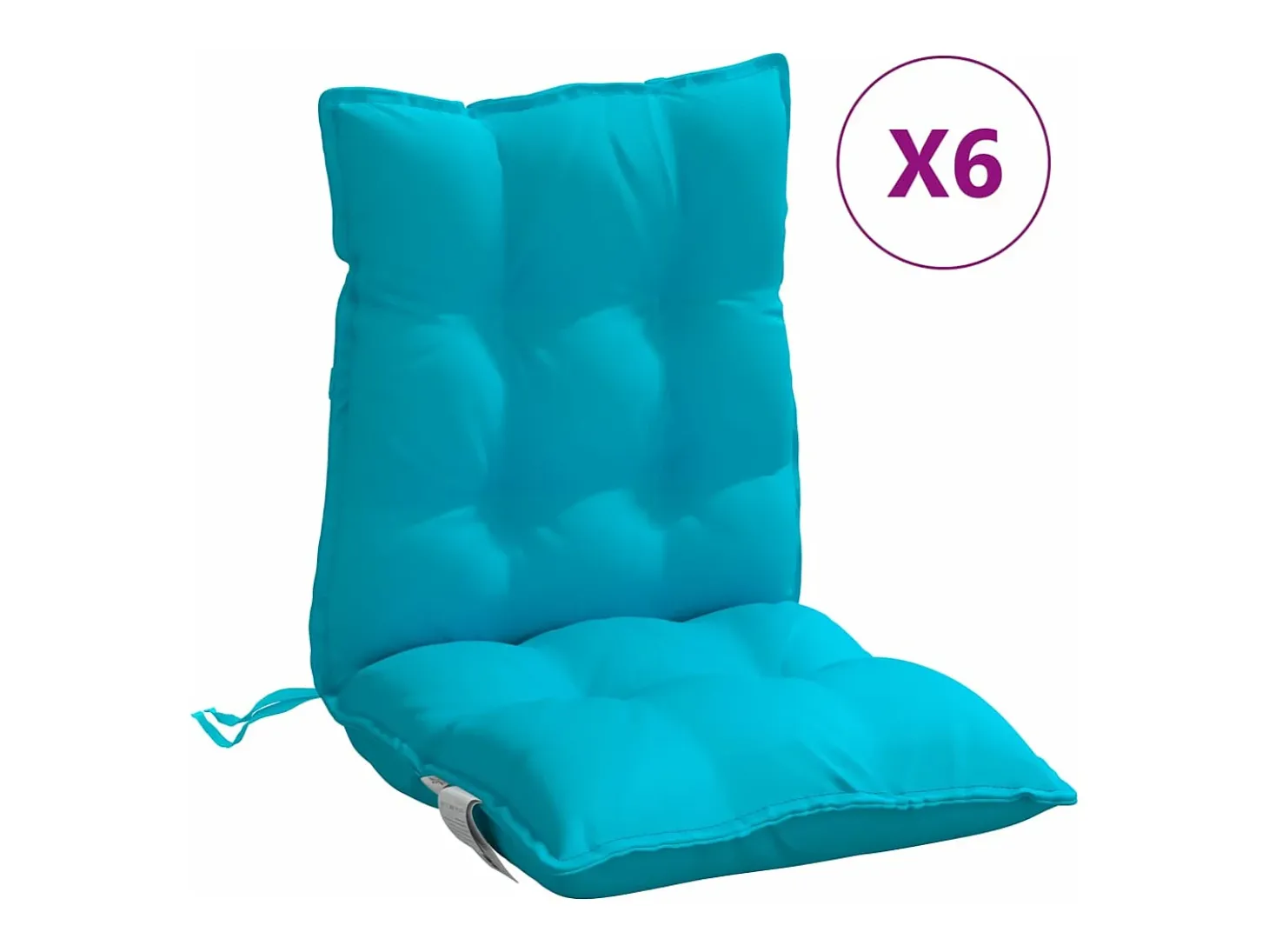 Cojines para silla con respaldo bajo 6 unidades tela Oxford turquesa