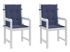 Cojines para silla con respaldo bajo 2 unidades tela azul marino