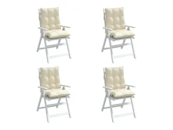 Cojines para silla con respaldo bajo 4 unidades tela Oxford crema