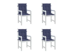 Cojines para silla con respaldo bajo 4 unidades tela azul marino