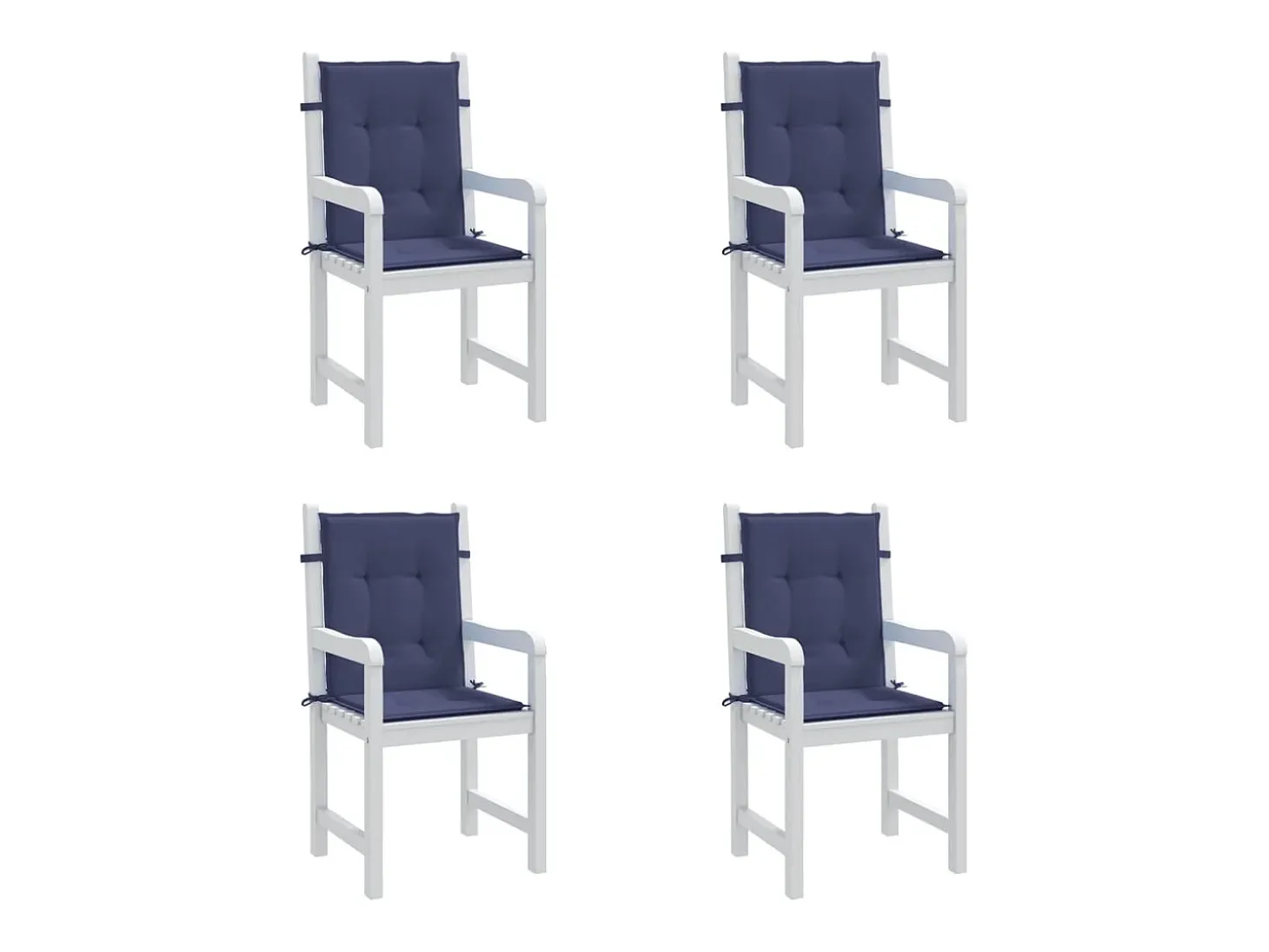Cojines para silla con respaldo bajo 4 unidades tela azul marino