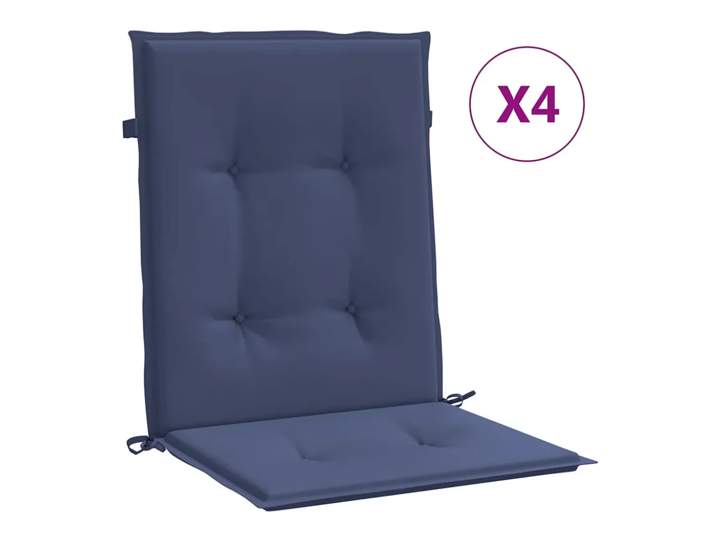 Cojines para silla con respaldo bajo 4 unidades tela azul marino
