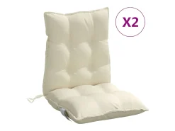 Cojines para silla con respaldo bajo 2 unidades tela Oxford crema