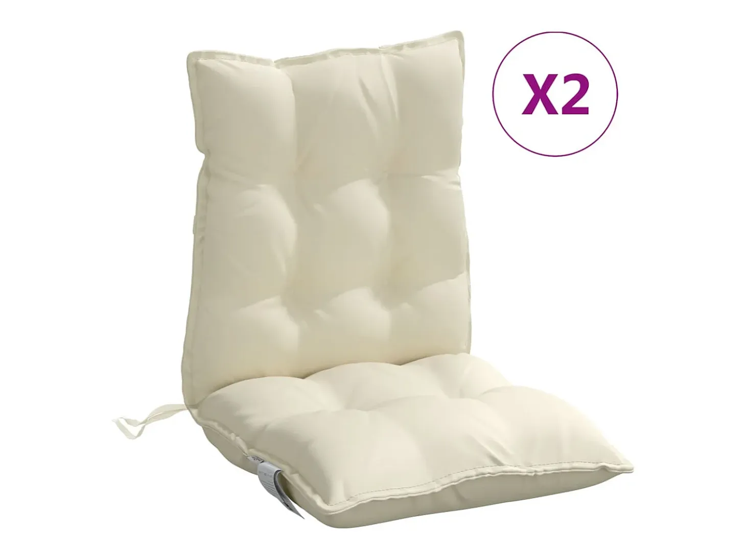 Cojines para silla con respaldo bajo 2 unidades tela Oxford crema
