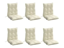Cojines para silla con respaldo bajo 6 unidades tela Oxford crema