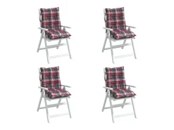 Cojines para silla respaldo bajo 4 unidades tela Oxford cuadros rojo