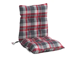 Cojines para silla respaldo bajo 4 unidades tela Oxford cuadros rojo