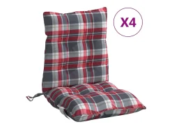 Cojines para silla respaldo bajo 4 unidades tela Oxford cuadros rojo