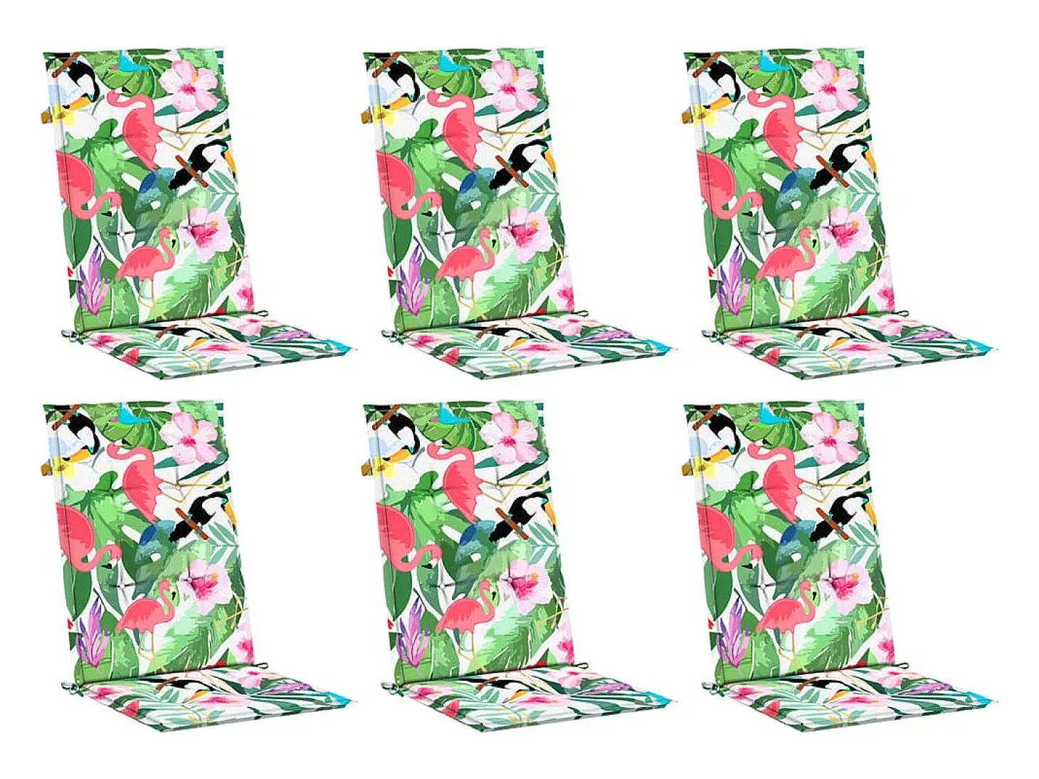 Cojines para sillas con respaldo alto 6 unidades tela multicolor